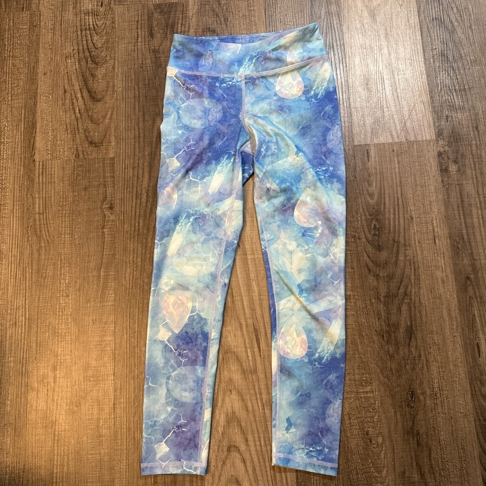 90 Degree‎ By Reflex Legging Blue Artsy Size Girls 12 Large Athleisure